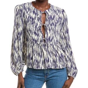 Anna Kay Blue and White Patterned Blouse